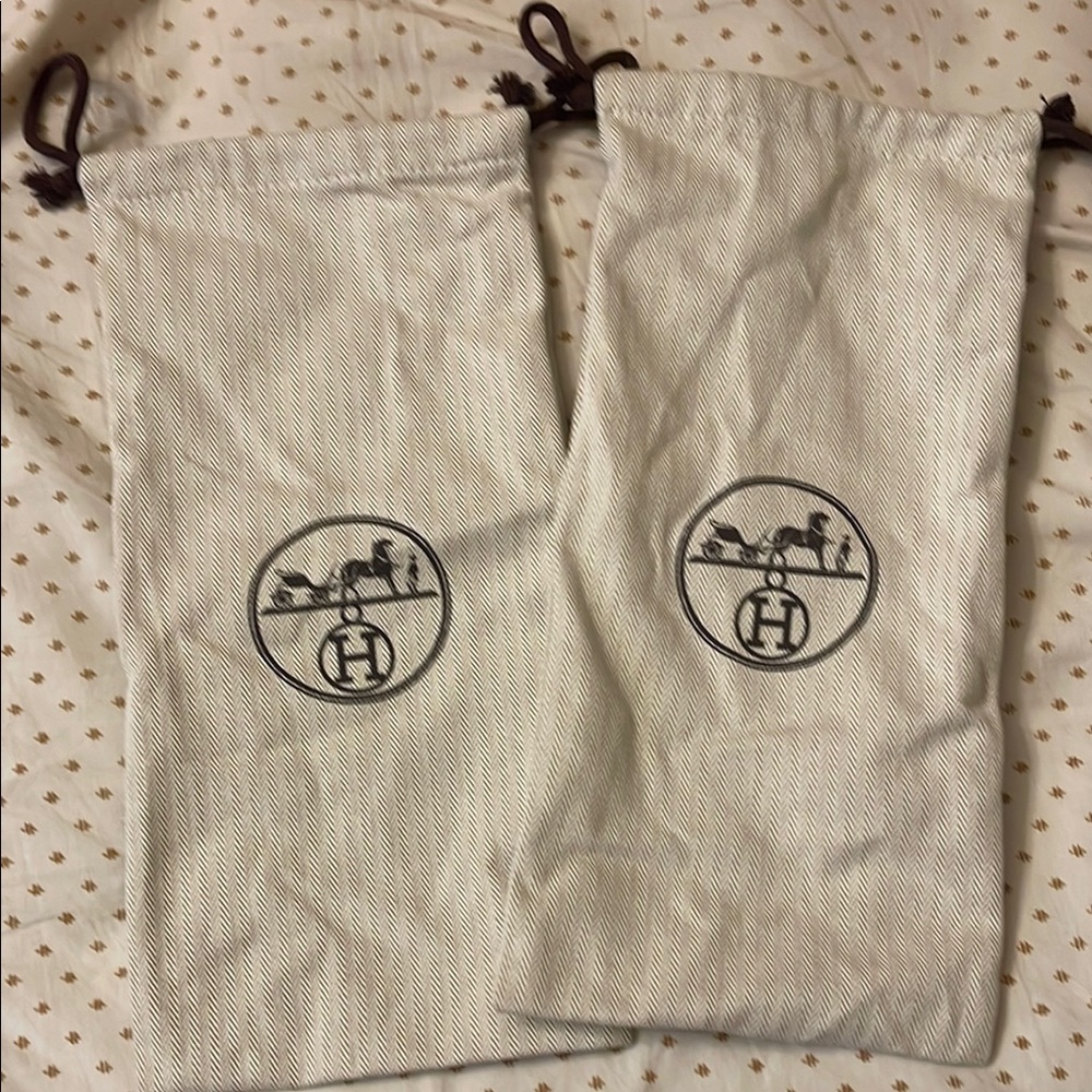 Hermès Beige Drawstring shoe Dust Bags